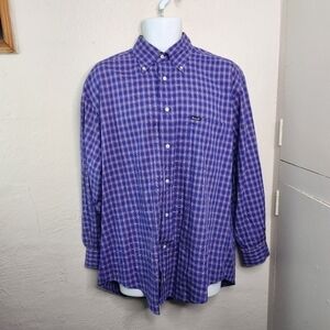 Falconnable Shirt Men Medium Button Up Long Sleeve Plaid 100% Cotton